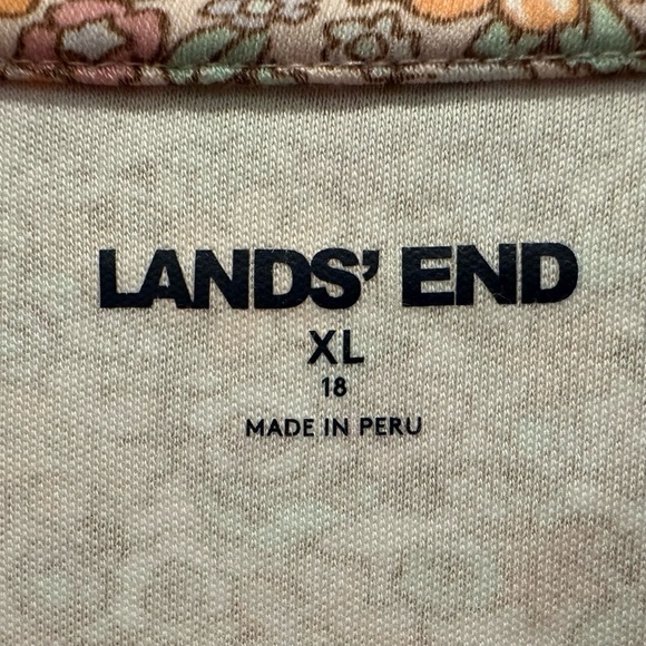 Lands' End Pink and Orange Floral Polo Shirt Floral Design XL - Picture 3 of 6